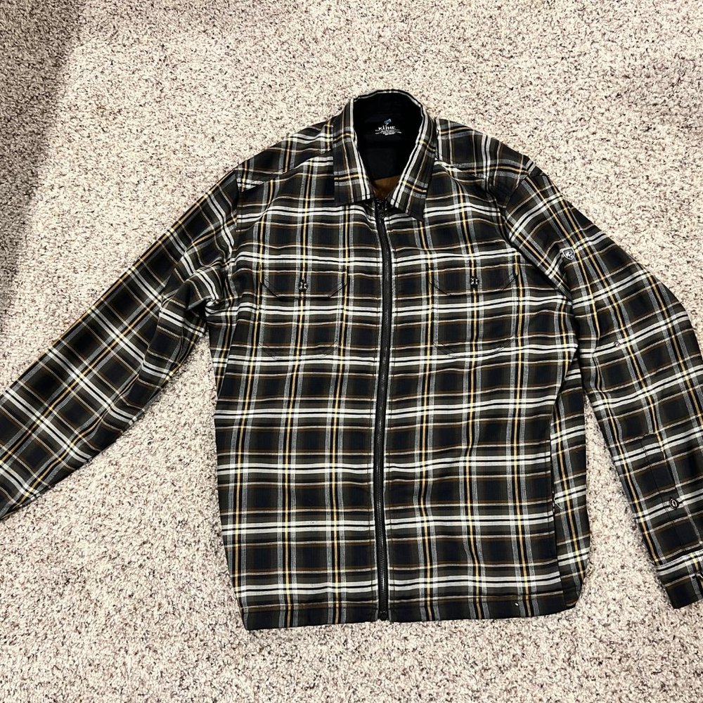 Kuhl Men's XL Flannel Zip Shirt Jacket (Navy/Brown Plaid)